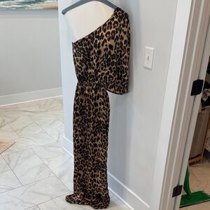 Leopard Print One-Shoulder Dress